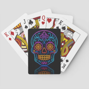 Jeu De Cartes Crâne en sucre néon noir/bienvenue jour des morts