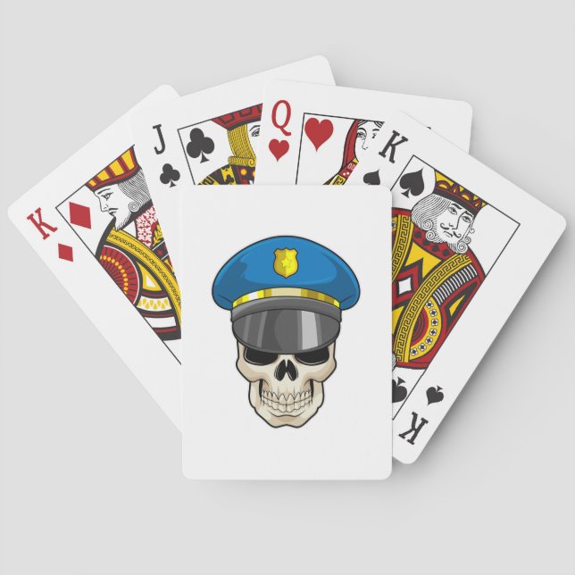 Jeu De Cartes Crâne en tant qu'officier de police avec casquette (dos)