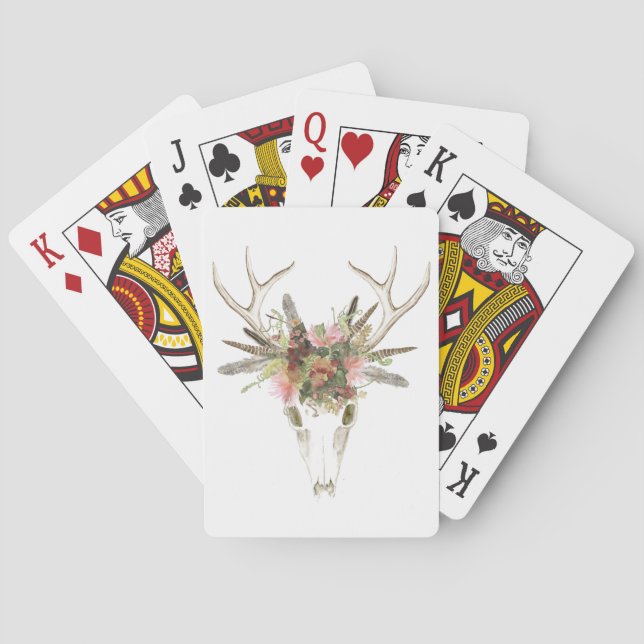 Jeu De Cartes Crâne et fleurs de cerfs (dos)