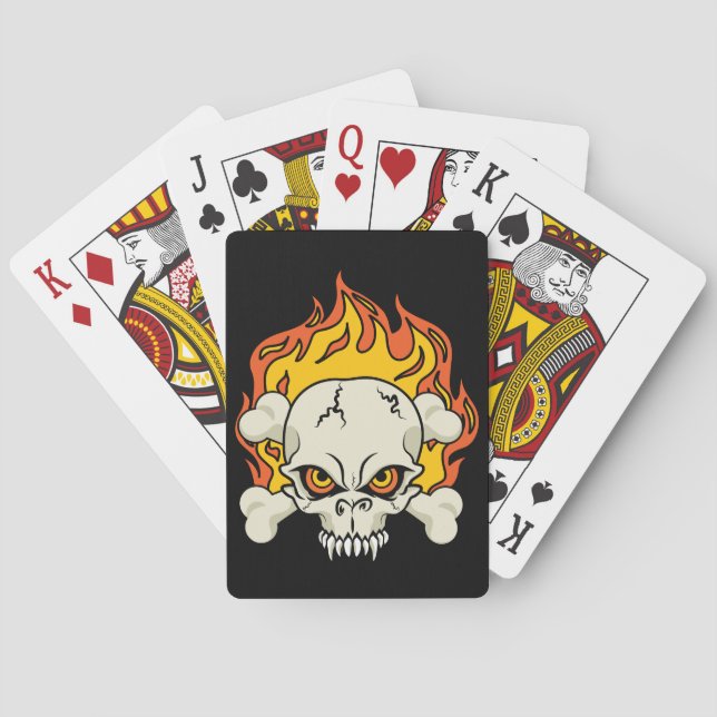 Jeu De Cartes Crâne flamboyant et os croisés (dos)