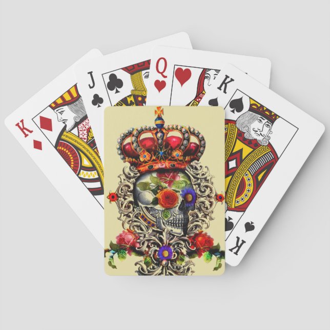 Jeu De Cartes Crâne floral couronné (dos)