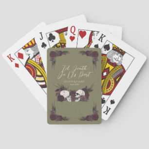 Jeu De Cartes Crâne Floral Gothique Vert Olive