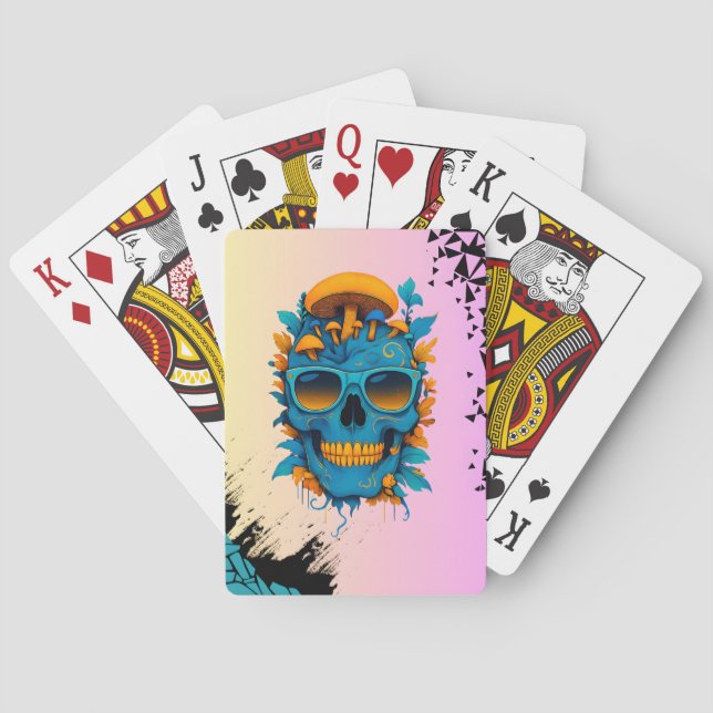 Jeu De Cartes Crâne gothique psychédélique vibrant  (dos)