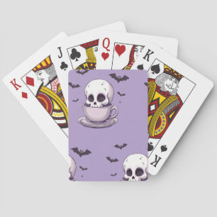 Jeu De Cartes Crâne Pastel Goth dans une tasse à thé