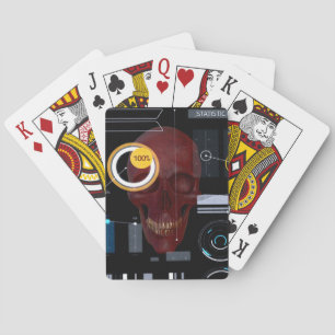 Jeu De Cartes Crâne rouge derrière le pirate d'écran transparent
