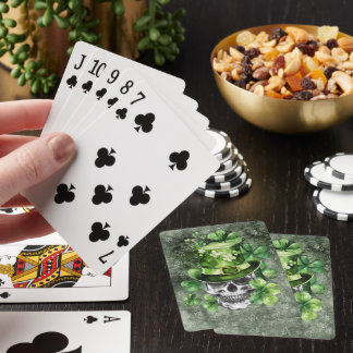 Jeu De Cartes Crâne Vivant avec Illustration de Chapeau Vert