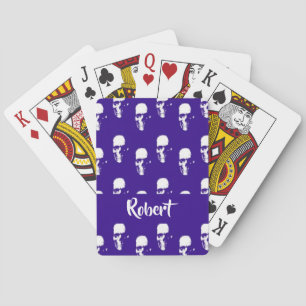 Jeu De Cartes Crânes de nom personnalisé sur bleu