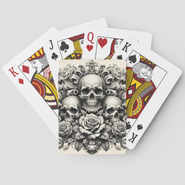 Jeu De Cartes Crânes et Roses Vintage (dos)