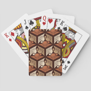 Jeu De Cartes Cranes japanese, Tan, Rust & Chocolate Brown