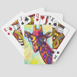 Jeu De Cartes Crazy Giraffe Man Jouant Des Cartes