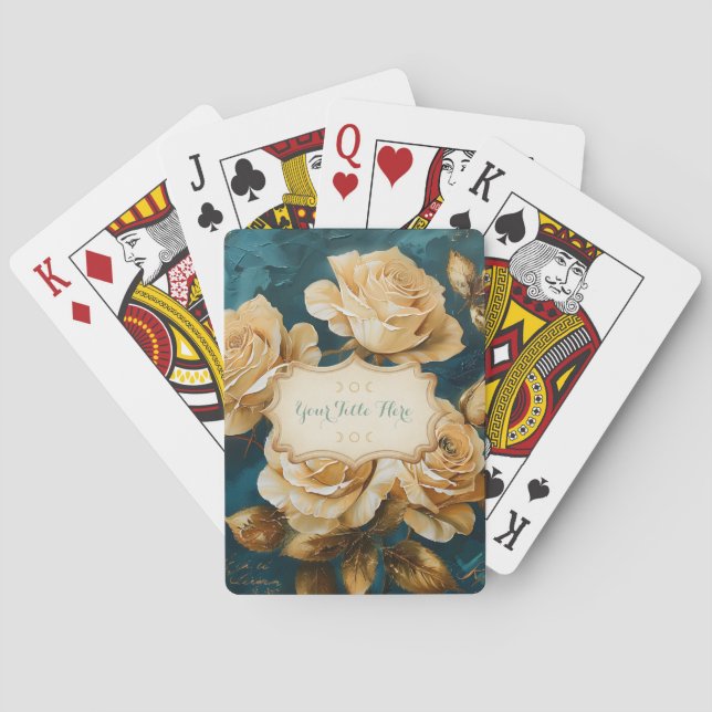 Jeu De Cartes Create Your Own Turquoise Golden Yellow Rose Spray (dos)