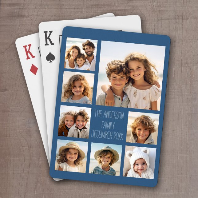 Jeu De Cartes Créer un collage photo personnalisé avec 8 photos (Personalized Playing Cards with 8 Photos and a Place for your custom text)