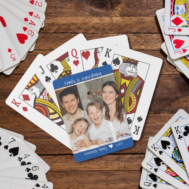 Jeu De Cartes Créer votre propre soumission de famille Nom photo (Create Your Own Family Name Family is everything Quote Photo Playing Cards)