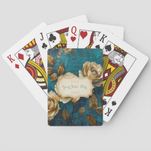 Jeu De Cartes Créez vos propres roses florales turquoise bleu or