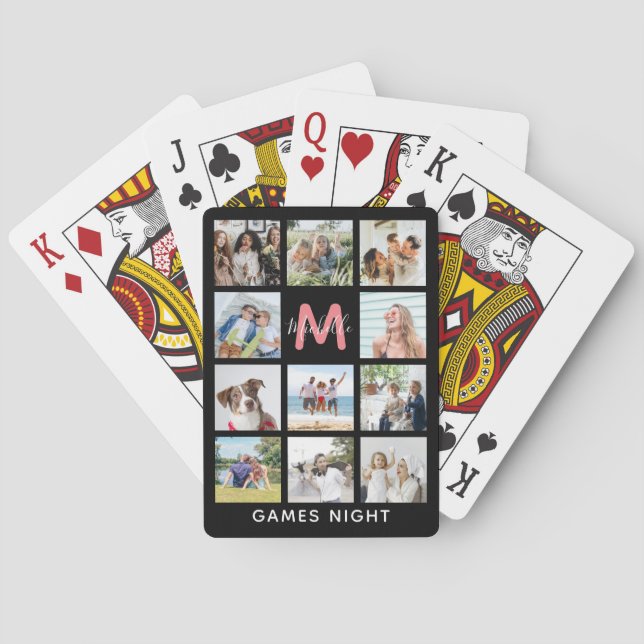 Jeu De Cartes Créez Votre Propre Collage Photo Monogramme (dos)