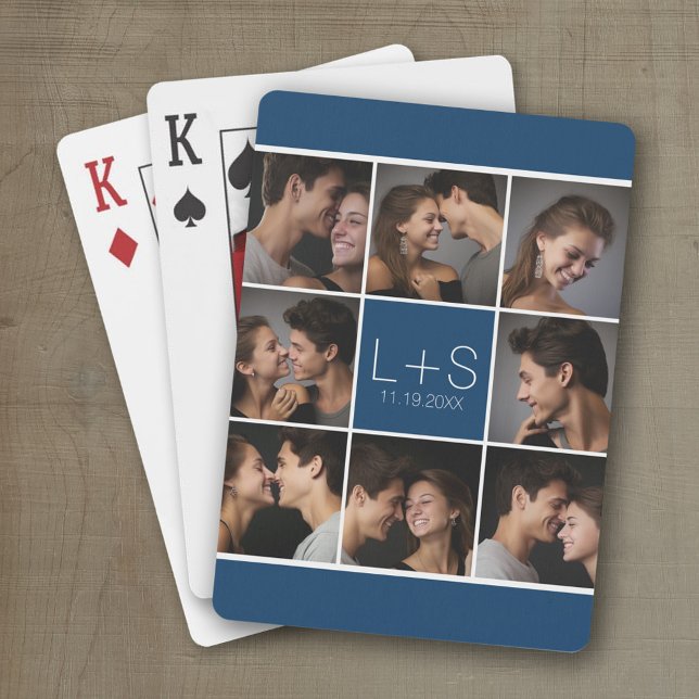 Jeu De Cartes Créez votre propre collection photo Mariage Monogr (Wedding Playing Cards - Personalize this photo collage)
