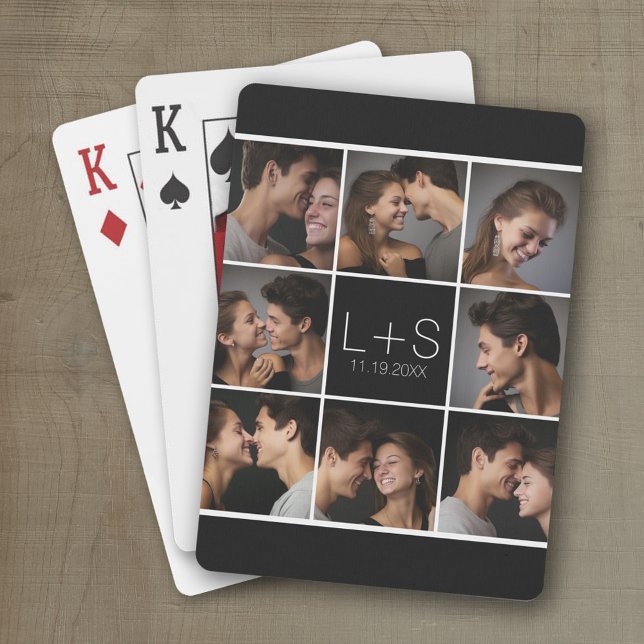 Jeu De Cartes Créez votre propre collection photo Mariage Monogr (Wedding Playing Cards - Personalize this photo collage)
