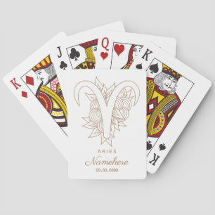 Jeu De Cartes Créez votre propre Elegant Gold & White Aries Zodi
