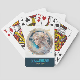 Jeu De Cartes Créez votre propre Gold & Blue Mystical Virgo Zodi