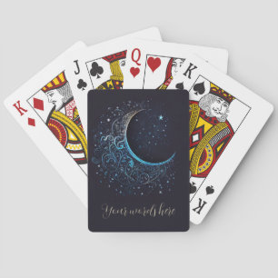 Jeu De Cartes Créez votre propre Lune de Filigree Bleu et Or
