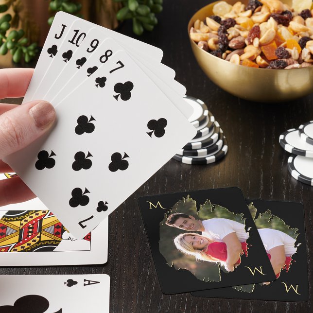 Jeu De Cartes Créez Votre Propre Monogramme Doré Unique et Éléga (Create Your Own Stylish Unique Photo Gold Monogram Poker Cards)