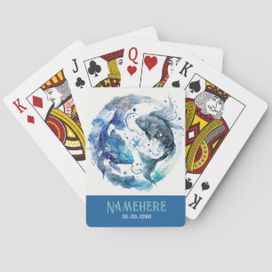 Jeu De Cartes Créez votre propre Zodiac de pois bleus et Turquoi