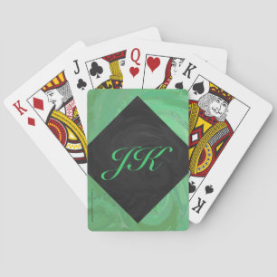 Jeu De Cartes Crème d'émeraude et monogramme noir