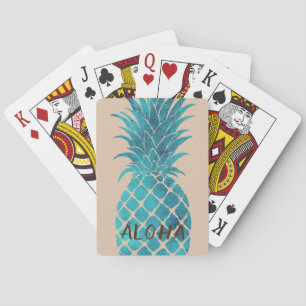 Jeu De Cartes Crème Turquoise Bleu Tropical Ananas Aloha
