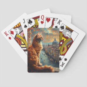 Jeu De Cartes Crépuscule à Venise Chat roux sur un canal