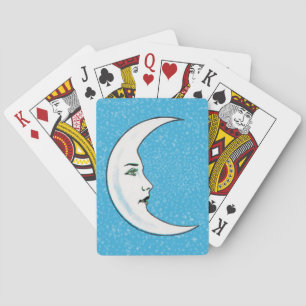 Jeu De Cartes Crescent vintage Lune blanche Face Blancs Étoiles