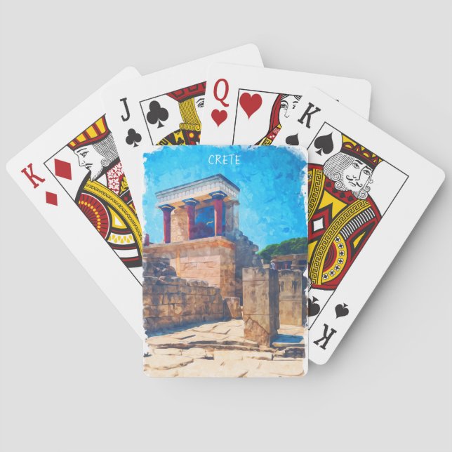 Jeu De Cartes Crète Grèce antique Temple aquarelle (dos)