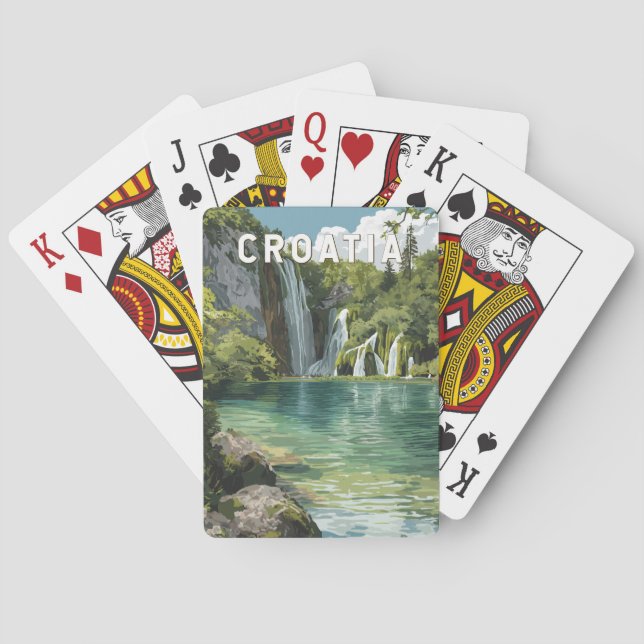 Jeu De Cartes Croatia Illustration Travel Art Vintage (dos)