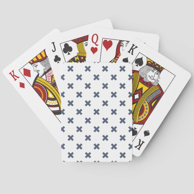Jeu De Cartes Crochets bleu-gris sur blanc (dos)