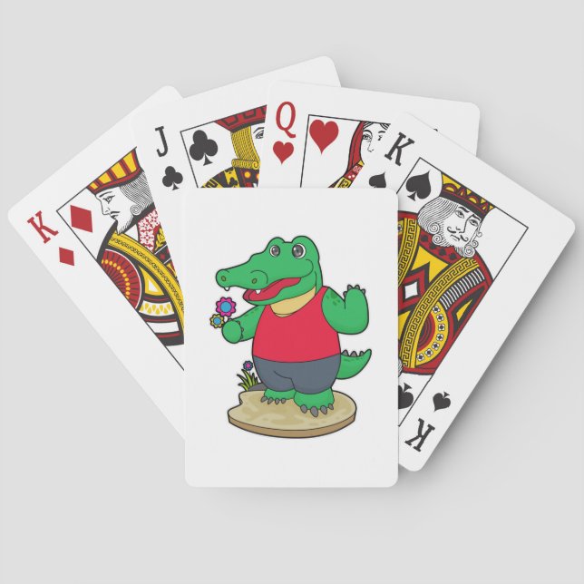 Jeu De Cartes Crocodile aux fleurs (dos)