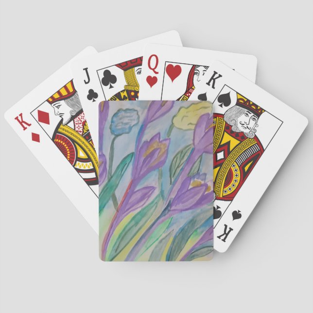 Jeu De Cartes Crocus de printemps abstrait (dos)