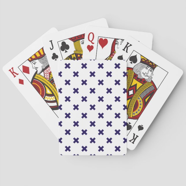 Jeu De Cartes Croix bleu marine sur blanc (dos)