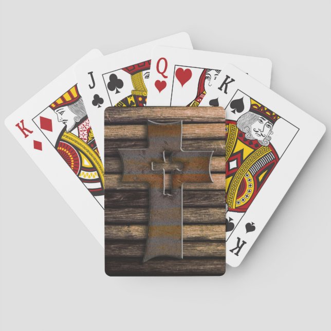Jeu De Cartes Croix Brown naturelle en bois (dos)
