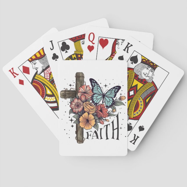 Jeu De Cartes Croix de la Foi Florale (dos)