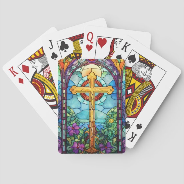 Jeu De Cartes Croix en verre tendu (dos)