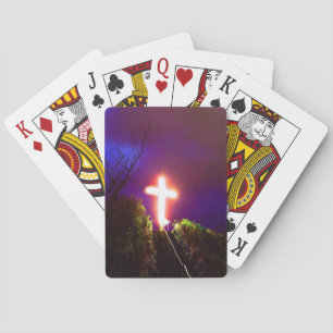 Jeu De Cartes Croix lumineuse la nuit Dieu aime