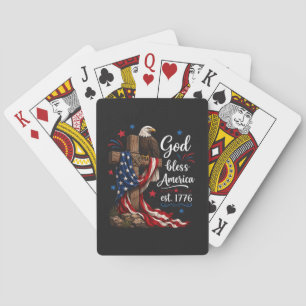 Jeu De Cartes Croix patriotique Dieu bénisse l'Amérique