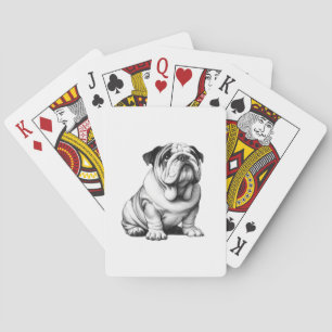 Jeu De Cartes Croquis adorable de bulldog noir et blanc