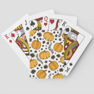 Jeu De Cartes Croquis citrouilles : motif sans couture dessiné à