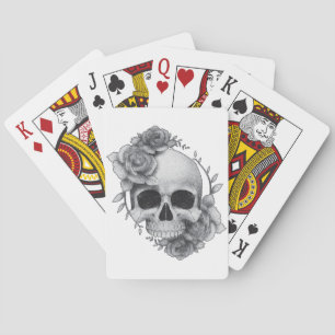 Jeu De Cartes Croquis de crâne et de roses