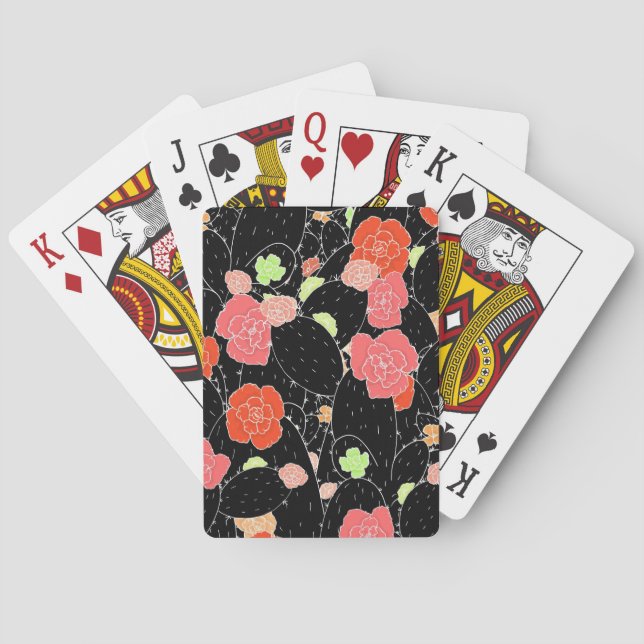 Jeu De Cartes Croquis de fleurs de cactus roses (dos)