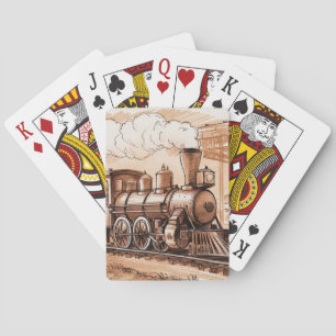 Jeu De Cartes Croquis de train à vapeur ancien