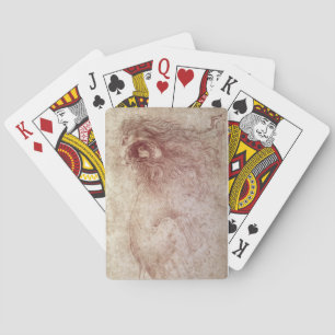 Jeu De Cartes Croquis d'un lion rugissant (craie rouge sur papie