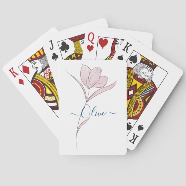 Jeu De Cartes Croquis floral aquarelle personnalisée (dos)