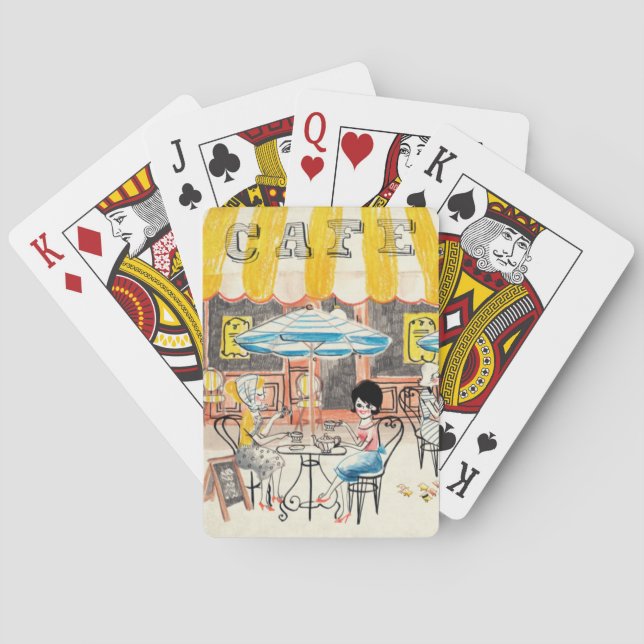Jeu De Cartes Croquis mignon de scène de la France Café (dos)
