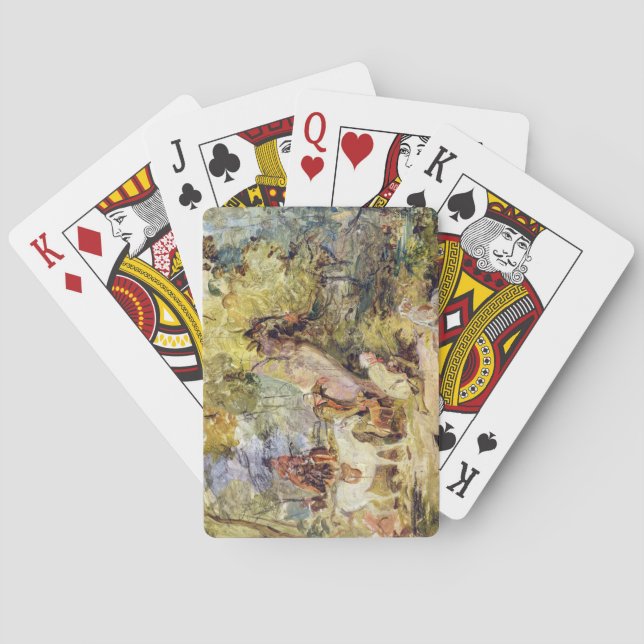 Jeu De Cartes Croquis pour 'Foresters Stalking Deer' (huile sur  (dos)